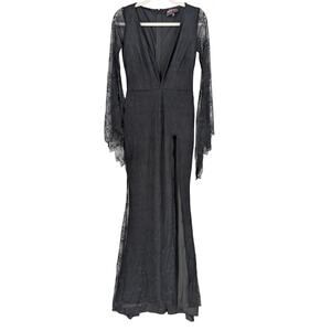 Dolls Kill Black Lace Vamp Dark Romantic Gothic Sexy Cosplay Maxi Dress Medium